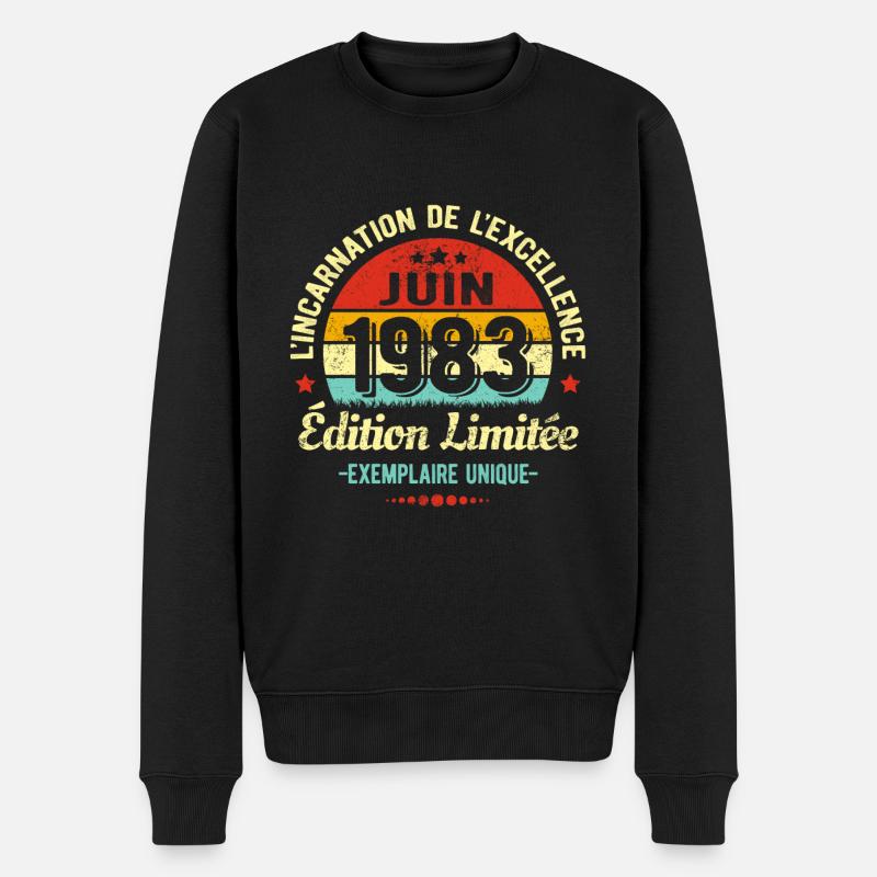 MILLÉSIME JUIN 1983 ÉDITION LIMITÉE - Pull Premium bio Homme - noir