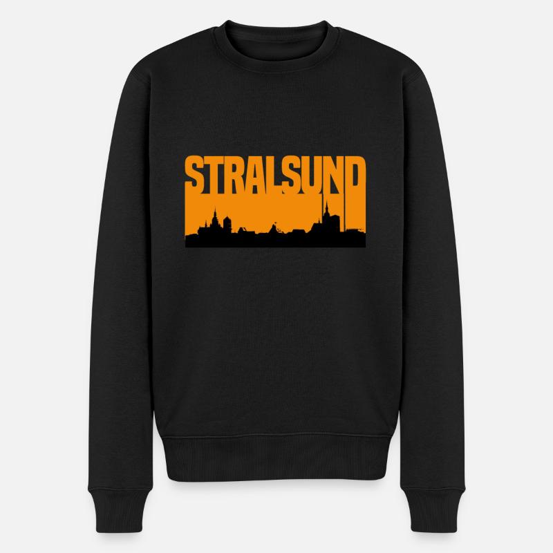 stralsund orange Silhouette - Männer Premium Bio Pullover - Schwarz