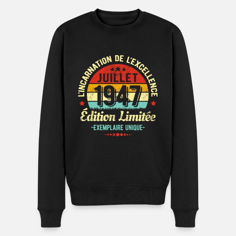 MILLÉSIME JUILLET 1947 ÉDITION LIMITÉE - Pull Premium bio Homme - noir