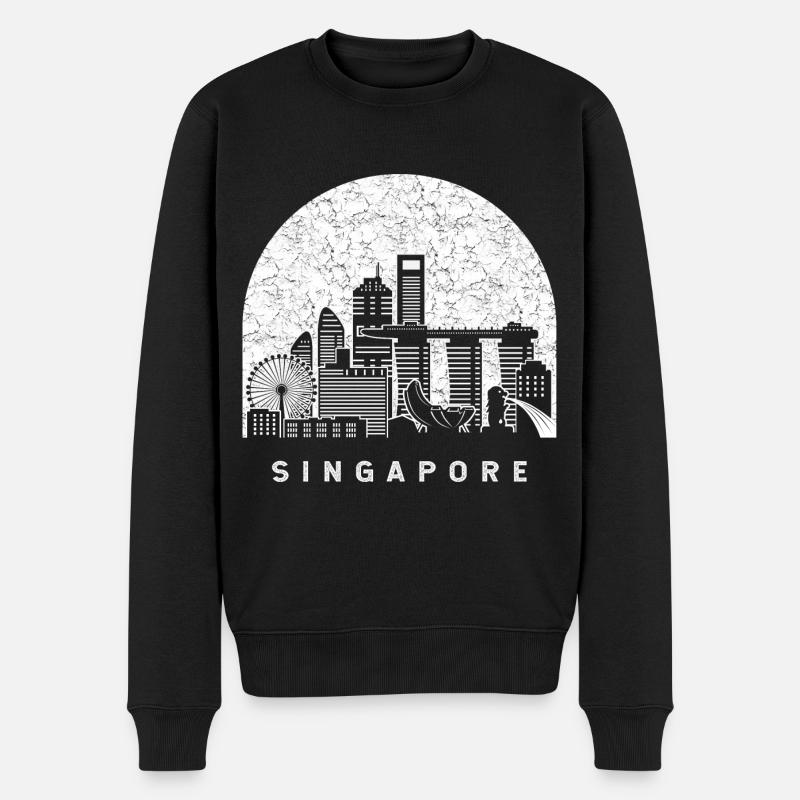 Skyline de Singapour - Pull Premium bio Homme - noir