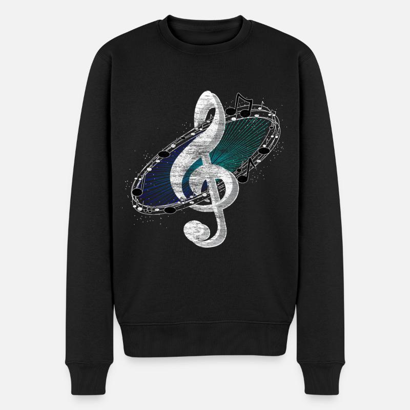 Notenschlüssel Melodie Chor Geschenkidee - Männer Premium Bio Pullover - Schwarz