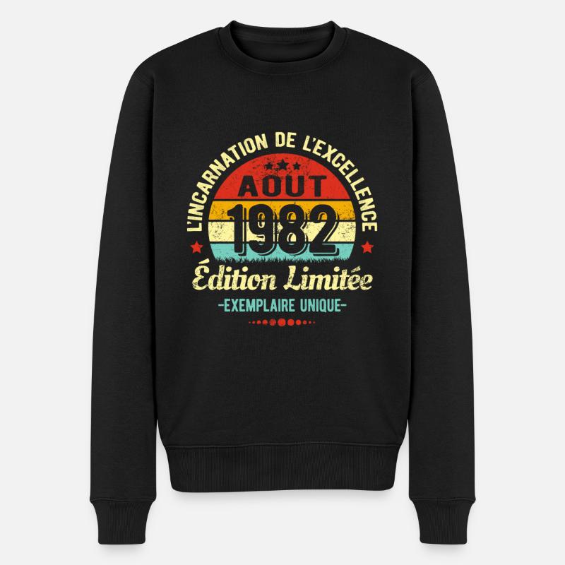 MILLÉSIME AOUT 1982 ÉDITION LIMITÉE - Pull Premium bio Homme - noir