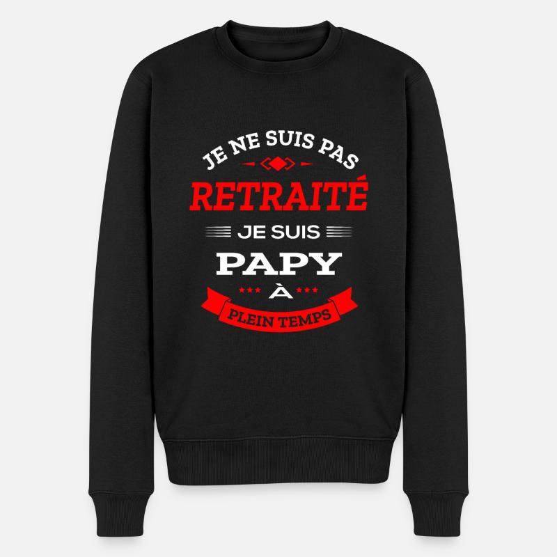 PAPY RETRAITÉ À PLEIN TEMPS - Pull Premium bio Homme - noir