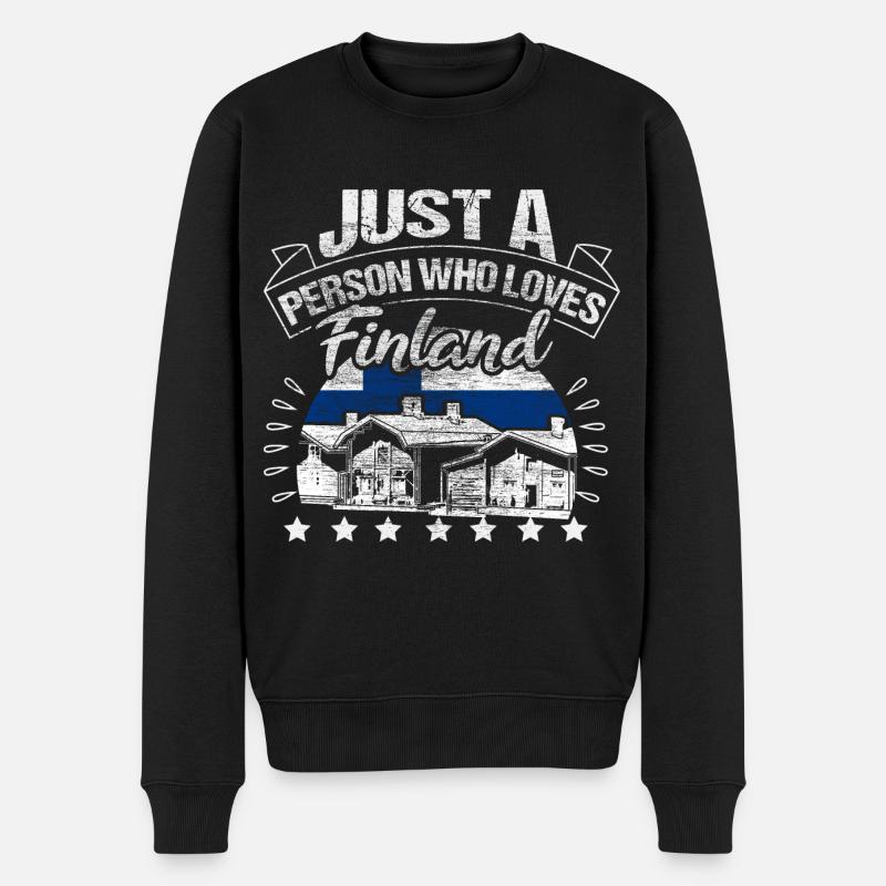 Finnland Finnin Polarkreis Geschenk - Männer Premium Bio Pullover - Schwarz