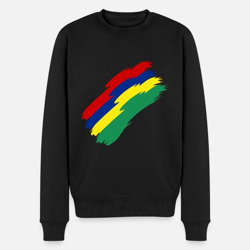 Mauritius Fahne Farben - Männer Premium Bio Pullover - Schwarz