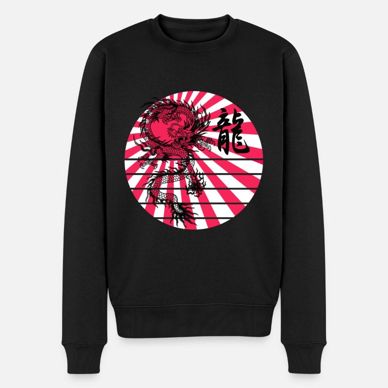 Drachen-Ryu - Männer Premium Bio Pullover - Schwarz