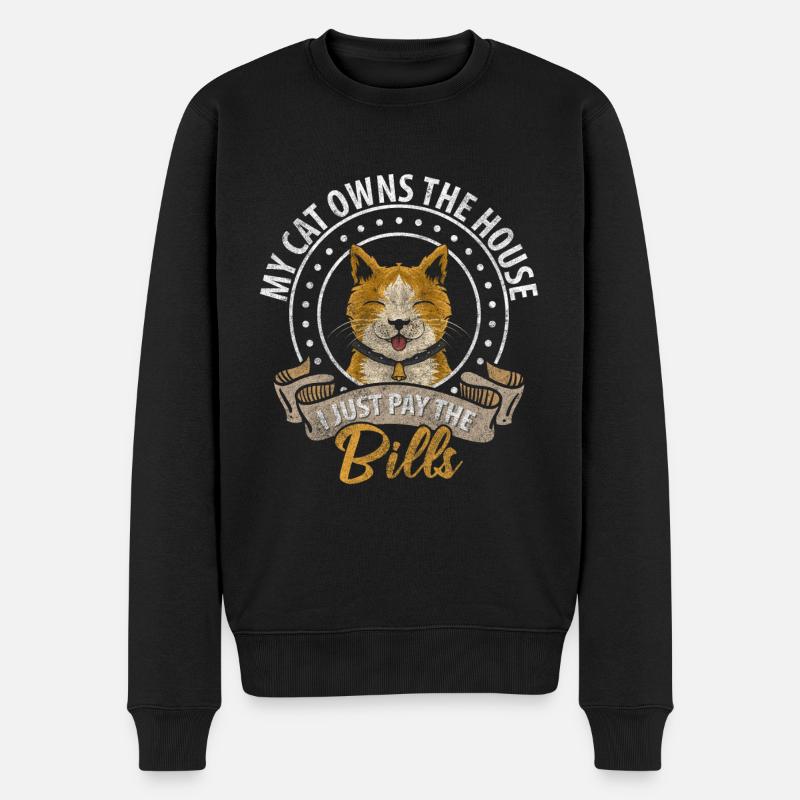 Chats Chats - Pull Premium bio Homme - noir