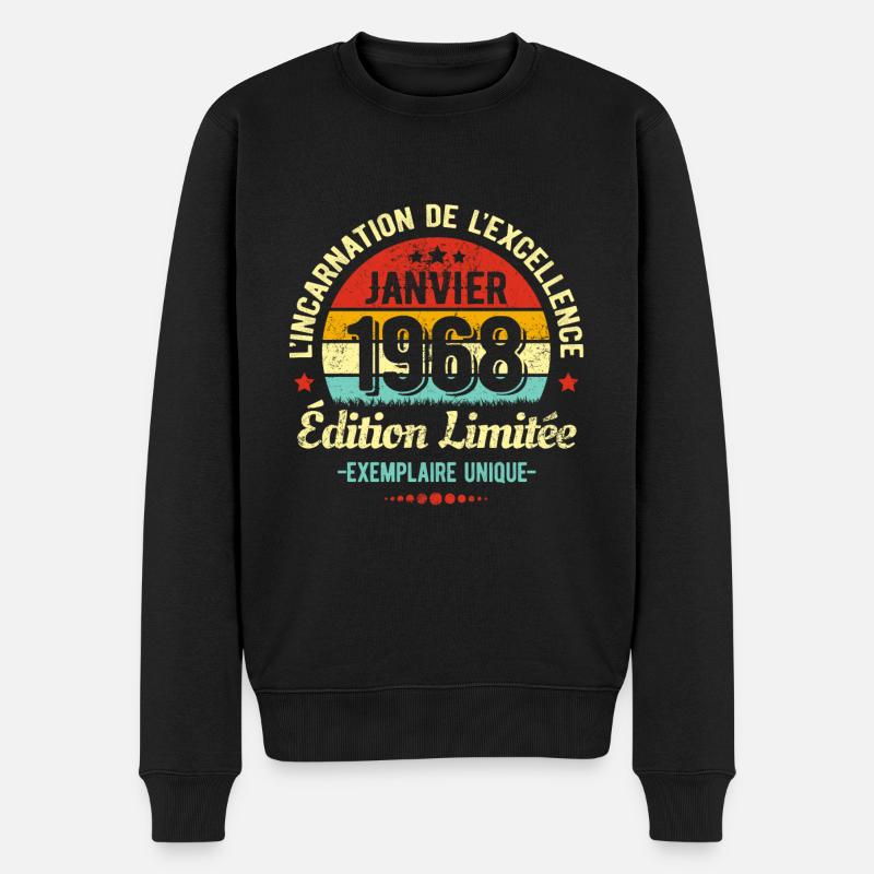 MILLÉSIME JANVIER 1968 ÉDITION LIMITÉE - Pull Premium bio Homme - noir