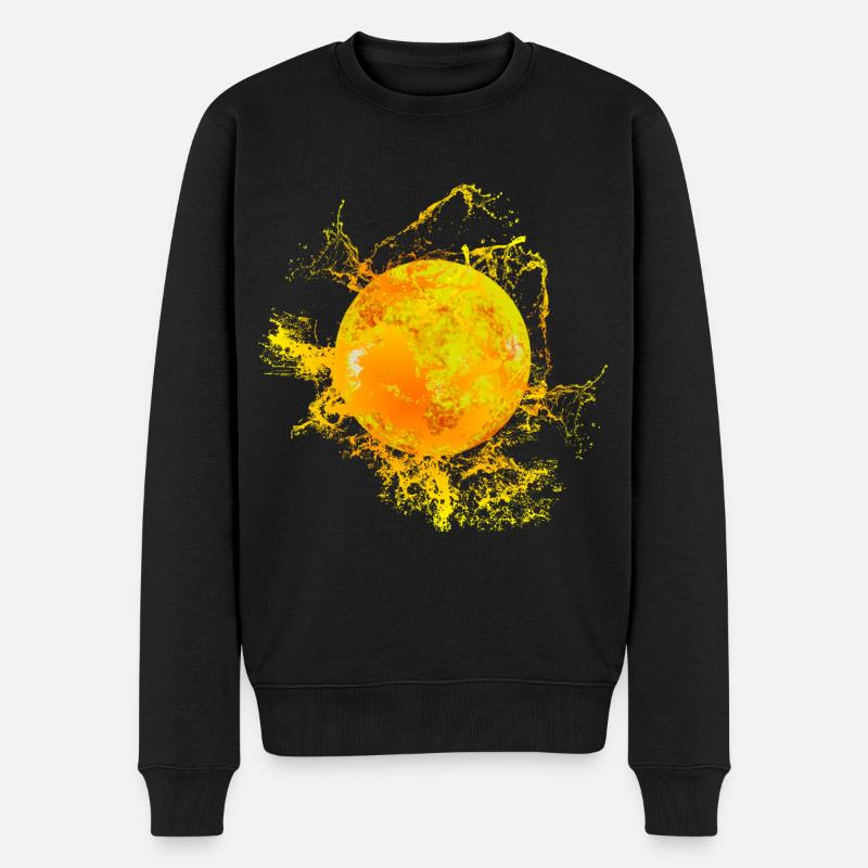 Soleil avec éclaboussures de peinture - Pull Premium bio Homme - noir