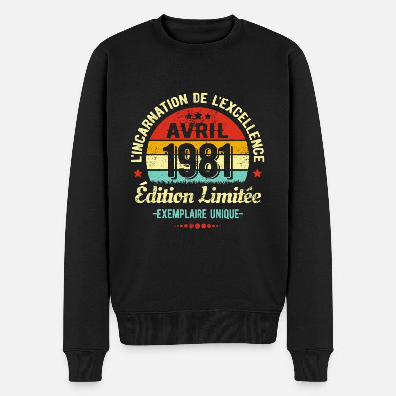 MILLÉSIME AVRIL 1981 ÉDITION LIMITÉE - Pull Premium bio Homme - noir