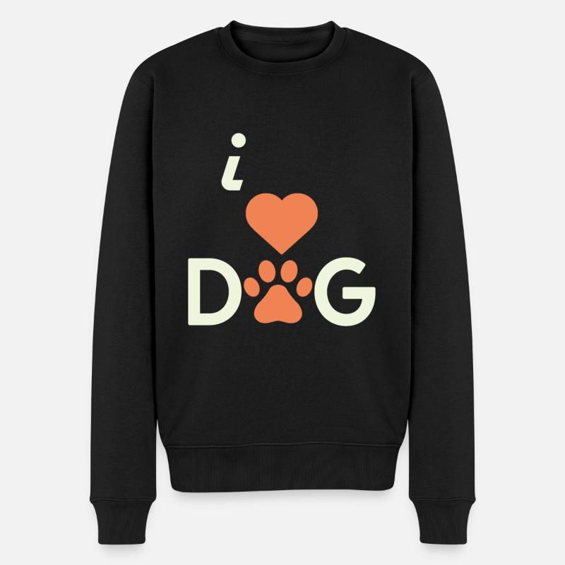i love dog - Männer Premium Bio Pullover - Schwarz
