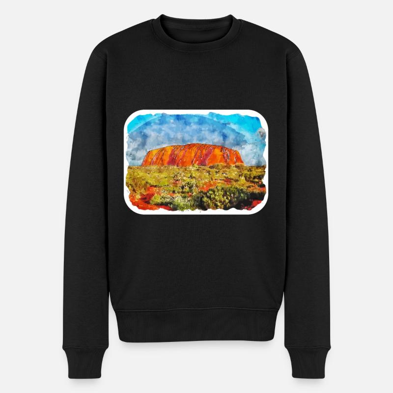 Australien Aquarell Skizze Handgezeichnetes Gemälde - Männer Premium Bio Pullover - Schwarz