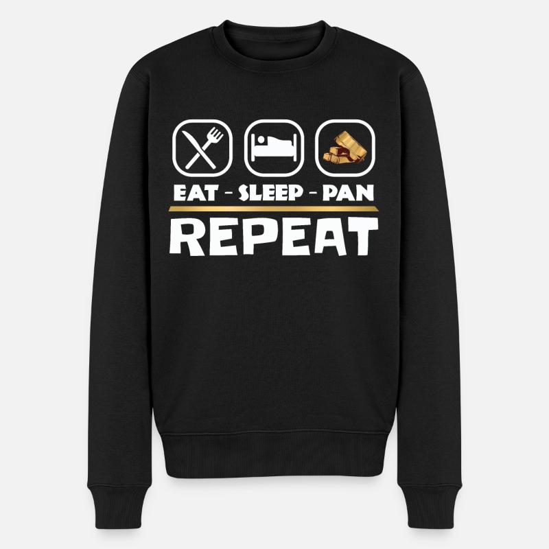 Goldwaschen Essen, Schlafen, Waschen, Wiederholen - Männer Premium Bio Pullover - Schwarz