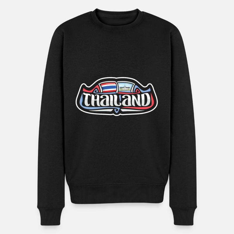Thailand Flagge Reise Souvenir Aufkleber Abzeichen Logo - Männer Premium Bio Pullover - Schwarz