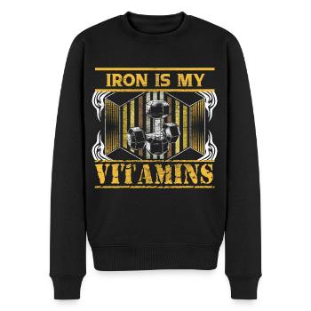 Weight Training Gym - Men's Premium Organic Jumper - black - Front - Nico (187cm)