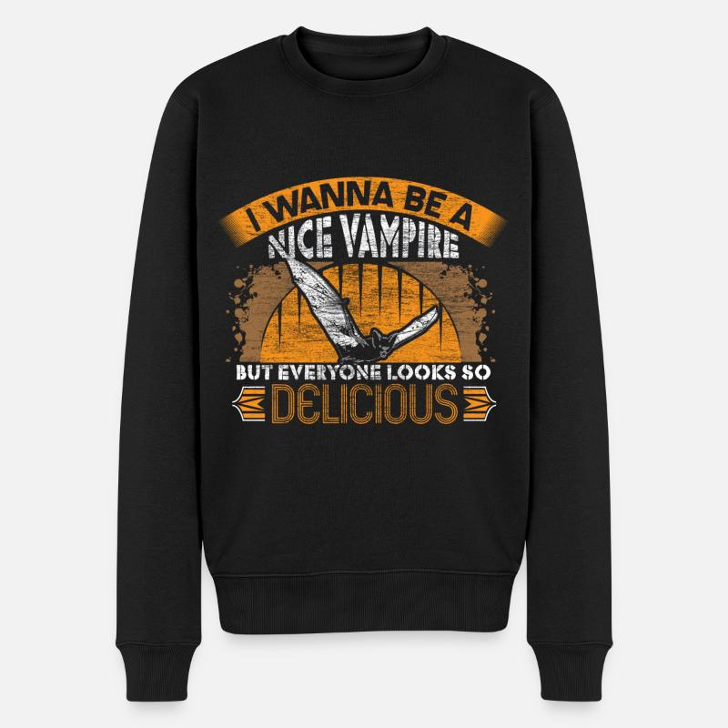 Halloween Vampir Monster - Männer Premium Bio Pullover - Schwarz