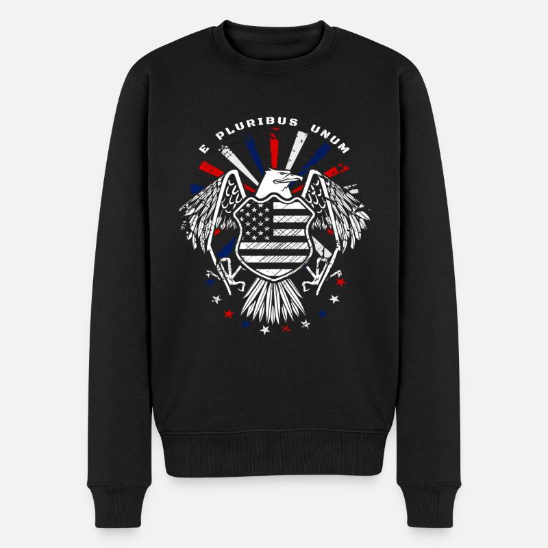 E Pluribus Unum mit US Flagge und Adler - Männer Premium Bio Pullover - Schwarz