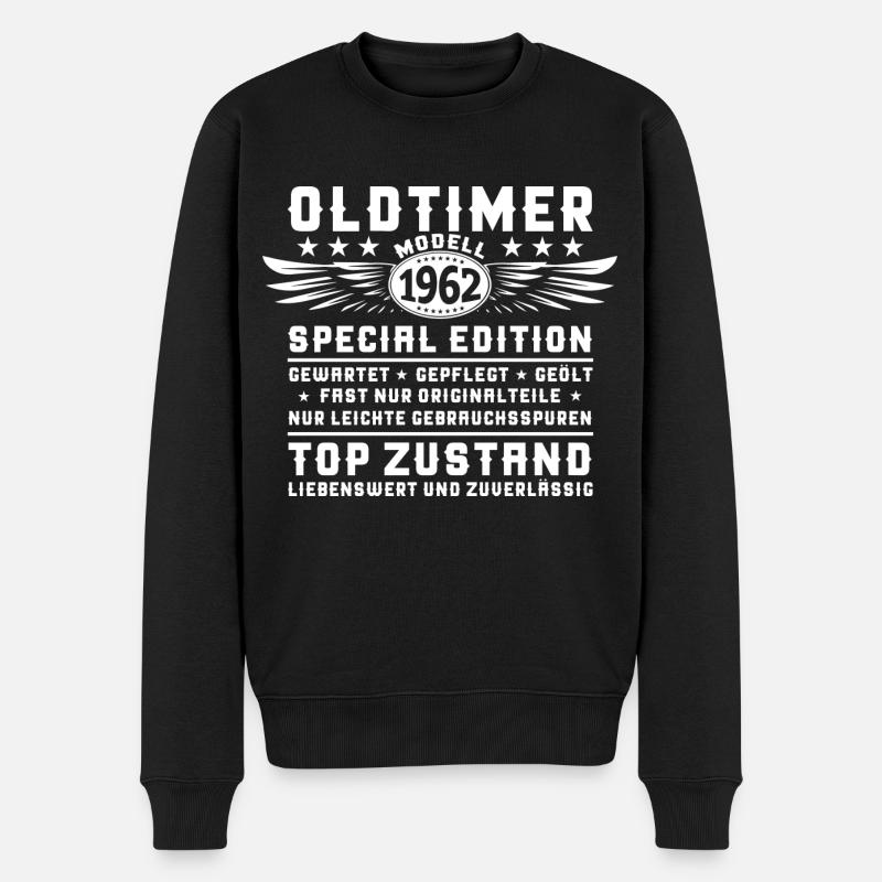 Oldtimer Jahrgang 1962 60. Geburtstag Geschenk Fun - Männer Premium Bio Pullover - Schwarz