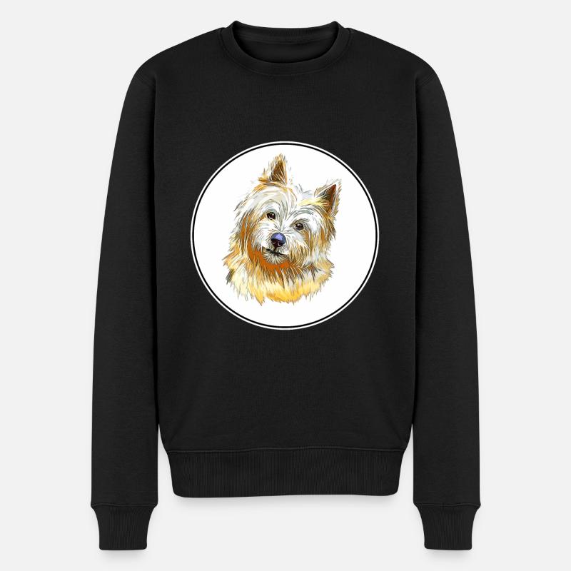 Norwich Terrier Hund Aquarell Skizze Illustration - Männer Premium Bio Pullover - Schwarz