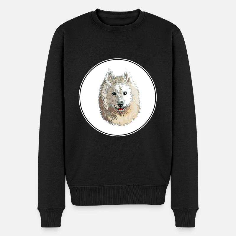 Samoyed Dog Aquarelle Sketch Illustration - Pull Premium bio Homme - noir