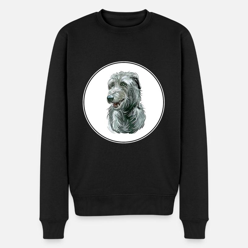 Schottischer Hirschhund Hund Aquarell Illustration - Männer Premium Bio Pullover - Schwarz