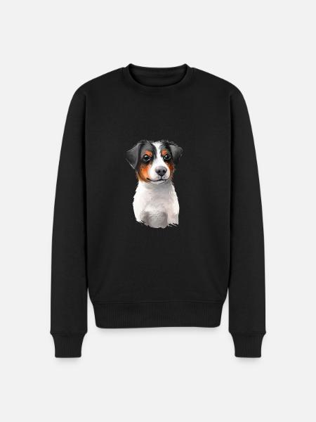 Dansk svensk gårdhund Hund Akvarel Illustration - Økologisk premium-sweatshirt til mænd - sort