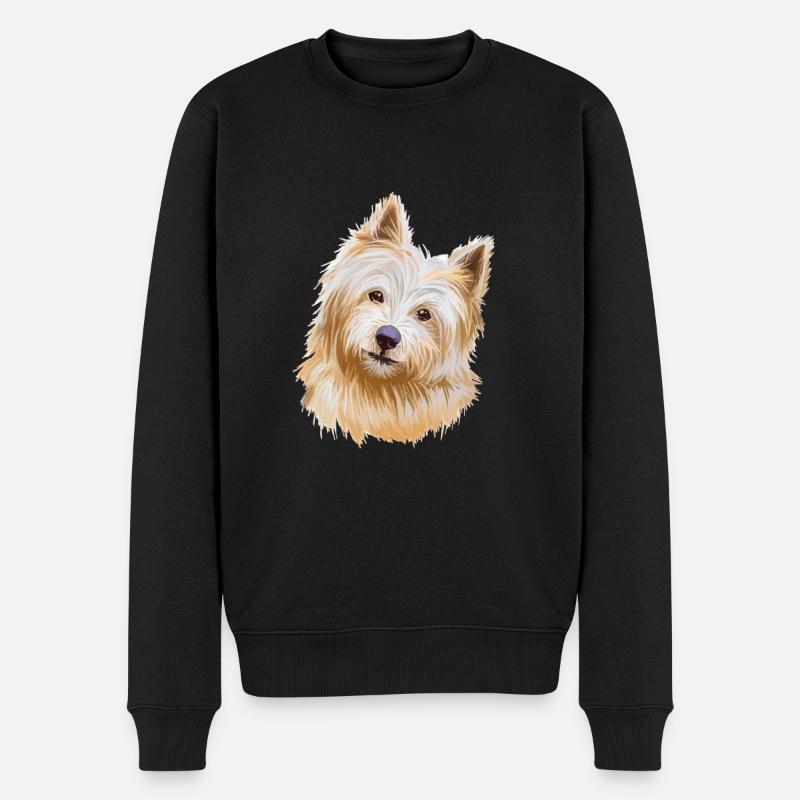 Norwich Terrier Hund Aquarell Skizze Illustration - Männer Premium Bio Pullover - Schwarz