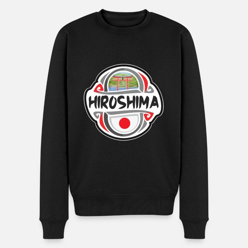 Hiroshima Japan Flagge Abzeichen Reise Souvenir Briefmarke - Männer Premium Bio Pullover - Schwarz