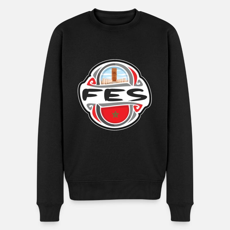Fes Marokko Flagge Abzeichen Reise Souvenir Stempel - Männer Premium Bio Pullover - Schwarz