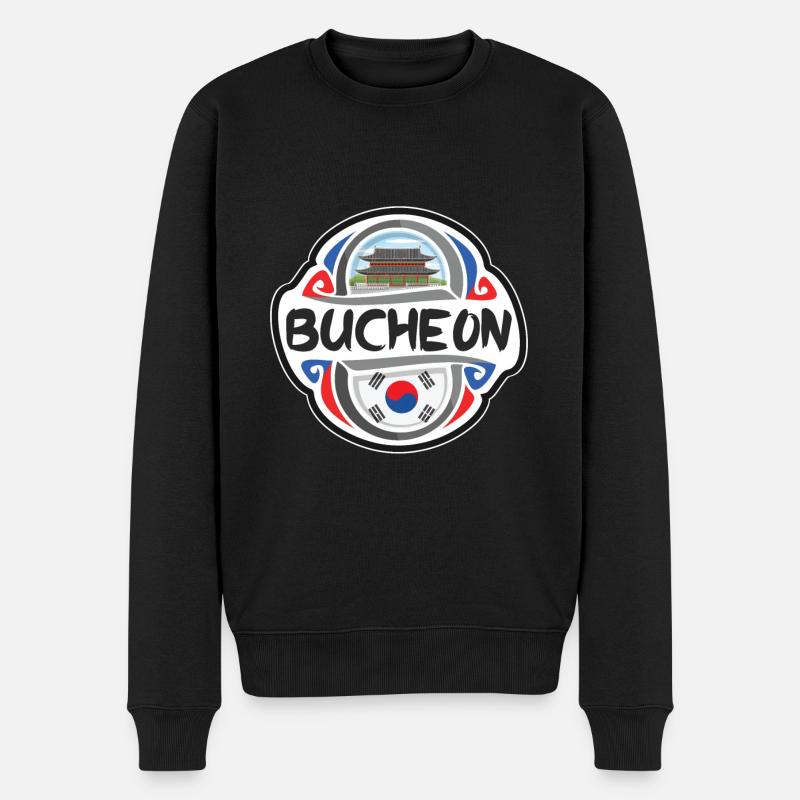 Bucheon Südkorea Flagge Reise Souvenir Abzeichen Sta - Männer Premium Bio Pullover - Schwarz