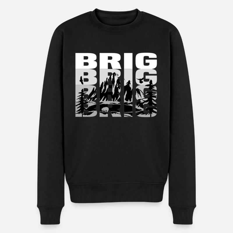 brig Berge - Männer Premium Bio Pullover - Schwarz