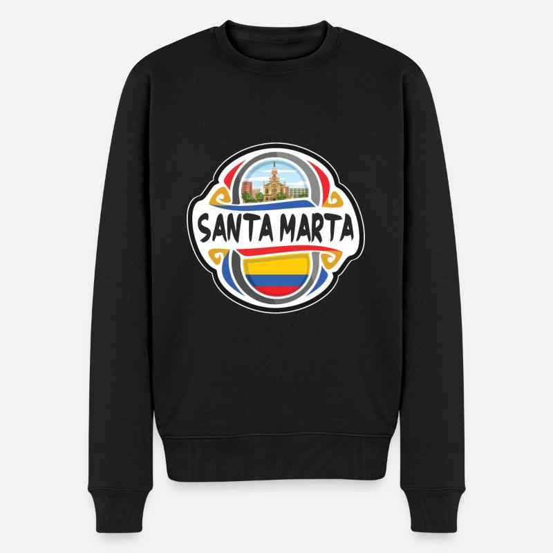 Santa Marta Kolumbien Flagge Reise Souvenir Abzeichen St - Männer Premium Bio Pullover - Schwarz