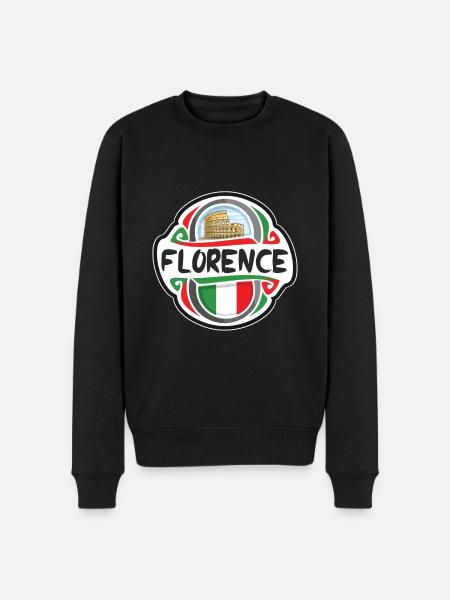 Firenze Italien Flag Badge Rejse Souvenir Frimærke - Økologisk premium-sweatshirt til mænd - sort