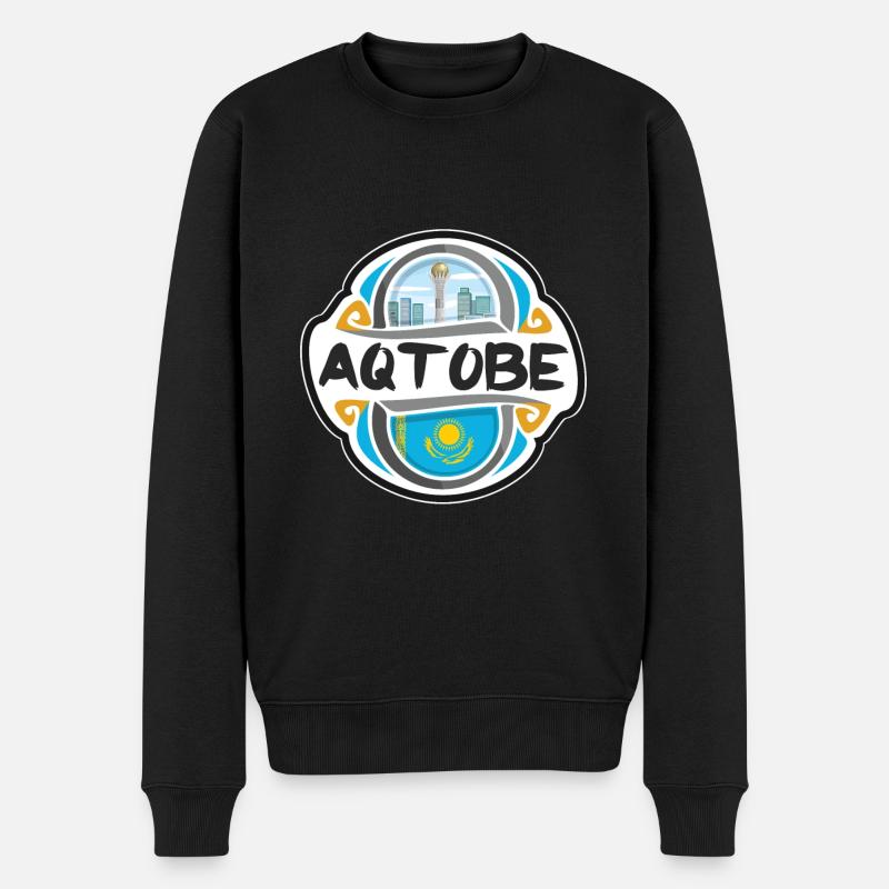 Aqtobe Kasachstan Flagge Abzeichen Reise Souvenir Stempel - Männer Premium Bio Pullover - Schwarz