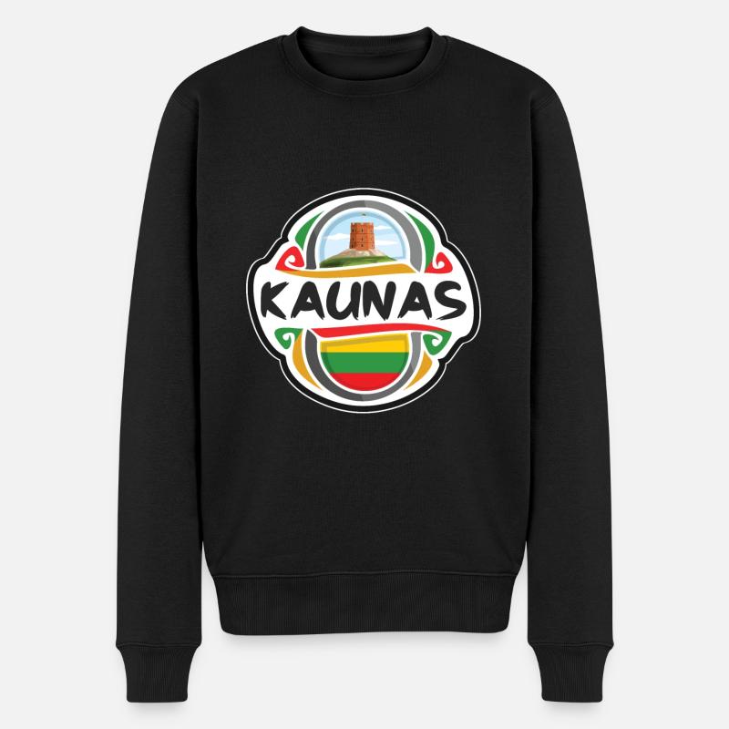 Kaunas Litauen Flagge Abzeichen Reise Souvenir Stempel - Männer Premium Bio Pullover - Schwarz