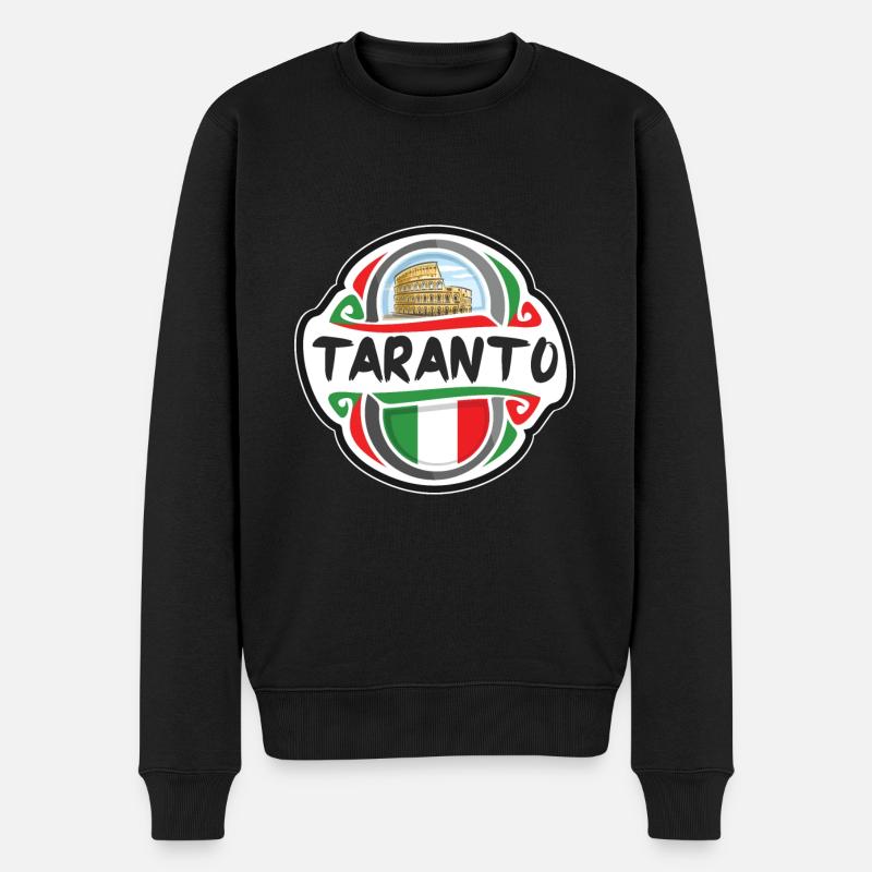 Taranto Italien Flagge Abzeichen Reise Souvenir Briefmarke - Männer Premium Bio Pullover - Schwarz