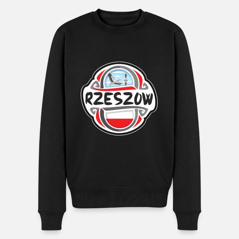 Rzeszow Polen Flagge Abzeichen Reise Souvenir Briefmarke - Männer Premium Bio Pullover - Schwarz