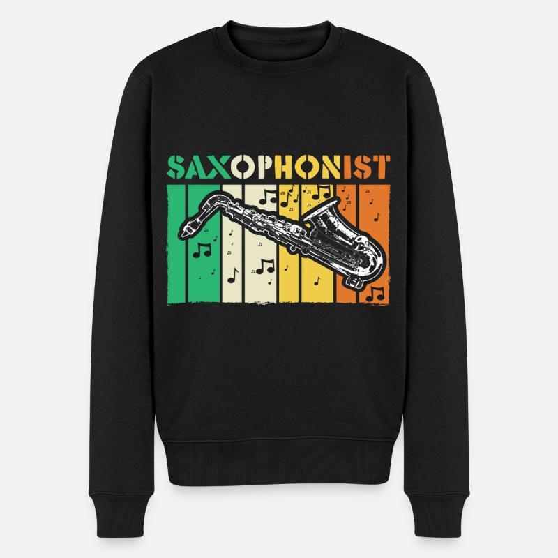 Saxophon Jazz Geschenk - Männer Premium Bio Pullover - Schwarz