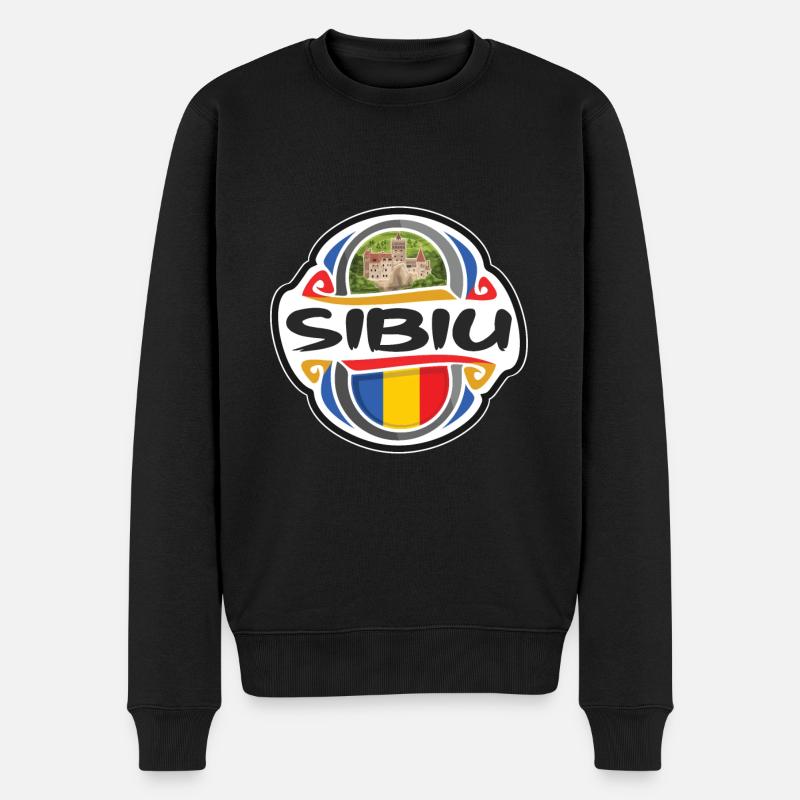 Sibiu Rumänien Flagge Abzeichen Reise Souvenir Stempel - Männer Premium Bio Pullover - Schwarz