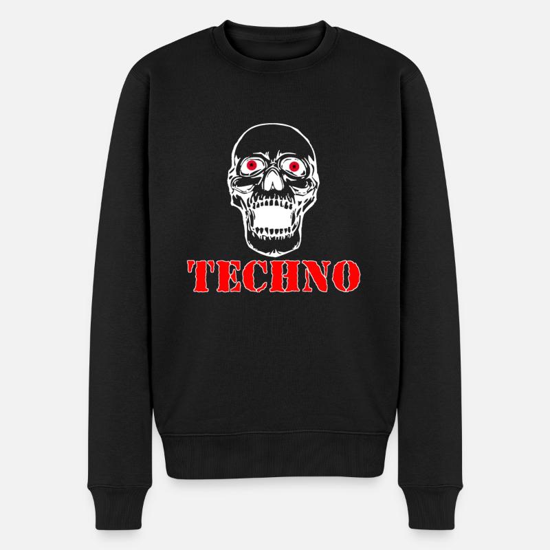 Totenkopf techno - Männer Premium Bio Pullover - Schwarz