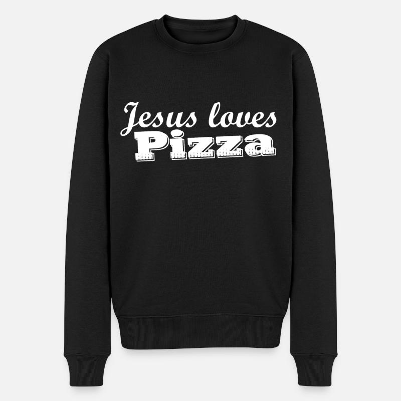 jésus aime la pizza - Pull Premium bio Homme - noir