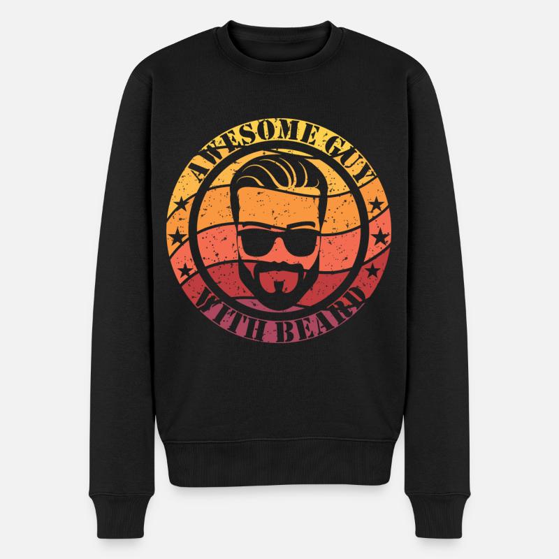 Awesome guy with beard - Männer Premium Bio Pullover - Schwarz