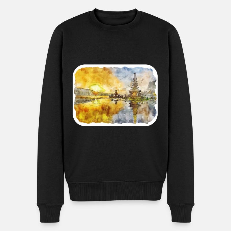 Nature Aquarell Skizze Illustration Illustration - Männer Premium Bio Pullover - Schwarz