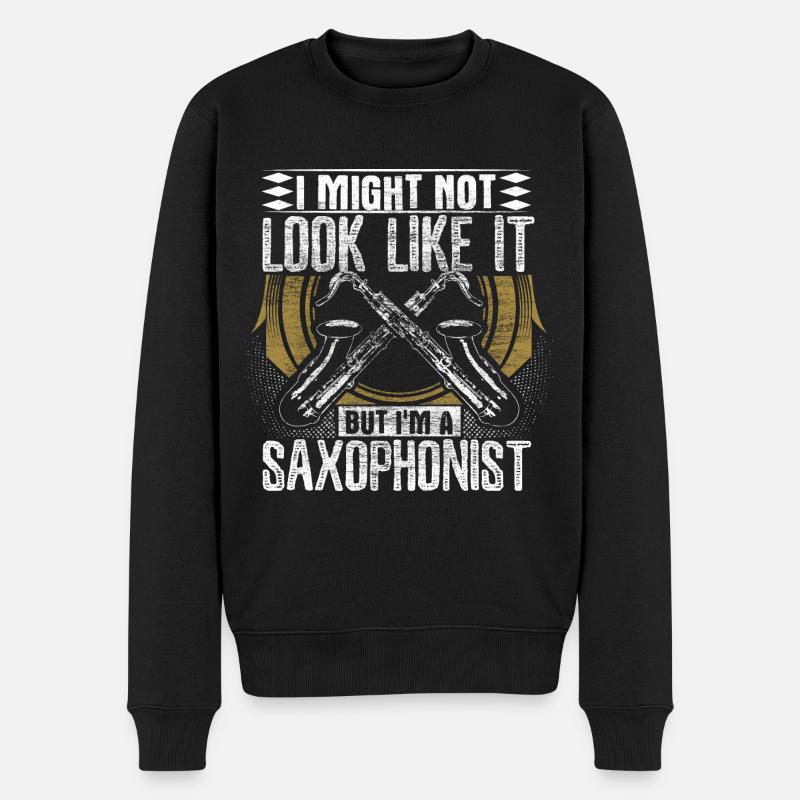 Saxophone Instrument Concert Cadeau - Pull Premium bio Homme - noir