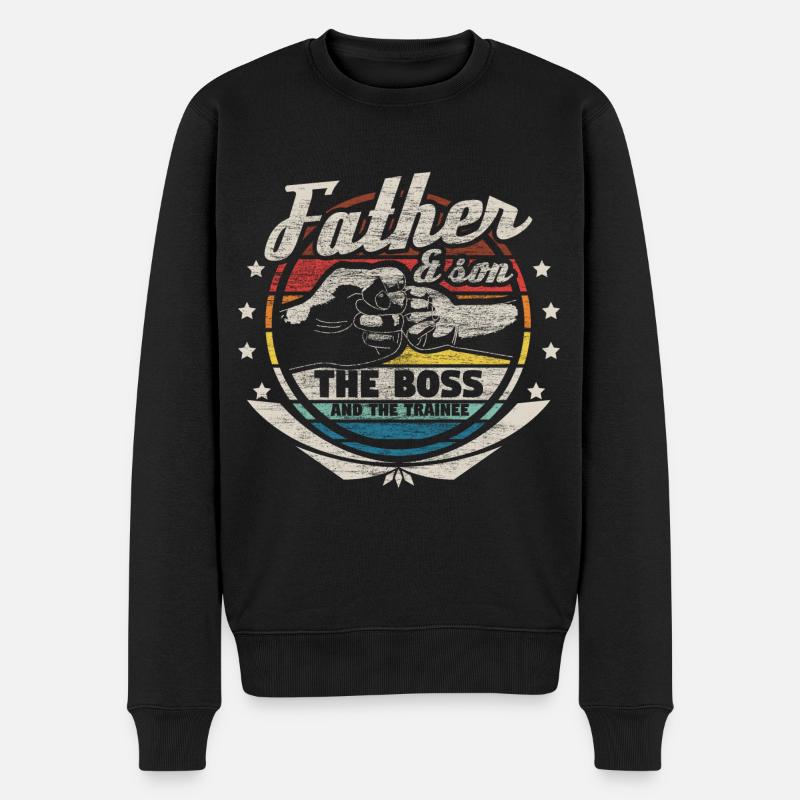 Vater und Sohn Eltern Dad Geschenkidee - Männer Premium Bio Pullover - Schwarz