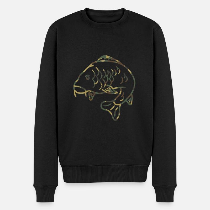 Pêcheur de carpe Pêcheur Pêcheur Pêche Camouflage - Pull Premium bio Homme - noir