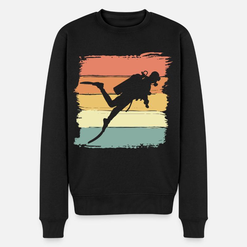Tauchen vintage retro Tauchsport - Männer Premium Bio Pullover - Schwarz