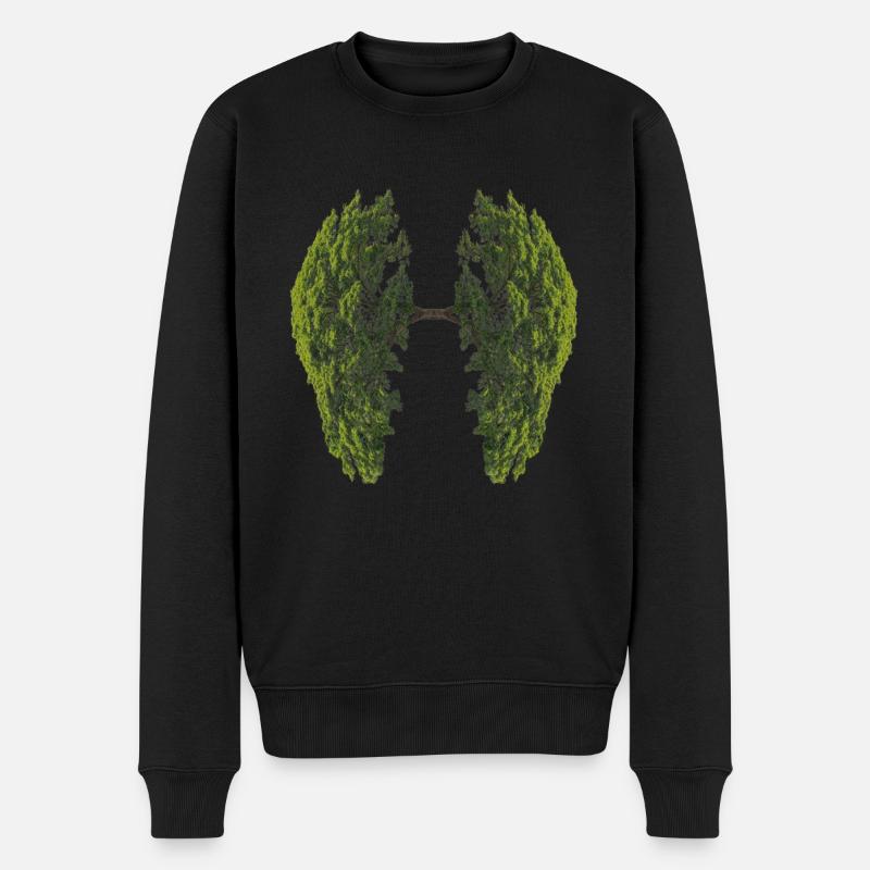 Die grüne Lunge - No breath without trees - Männer Premium Bio Pullover - Schwarz
