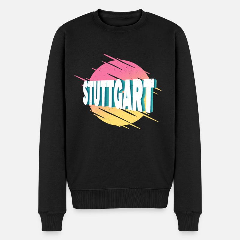 Stuttgart Deutschland Stadt Schrift Vintage Retro - Männer Premium Bio Pullover - Schwarz