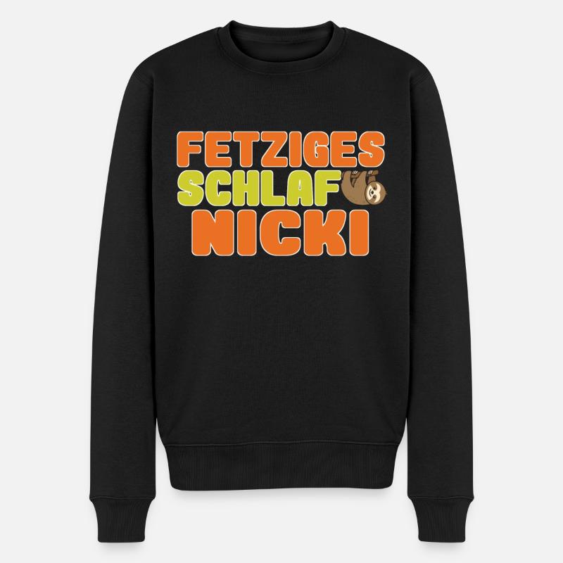 fetziges schlafnicki - Männer Premium Bio Pullover - Schwarz